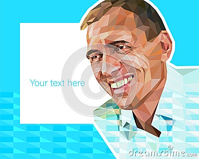 Vector low polygon style illustration - portrait of middle-aged attractive man Cartoon Illustration