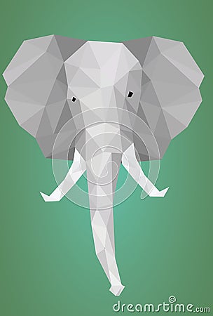 Vector - Low polygonal elephant head Vector Illustration