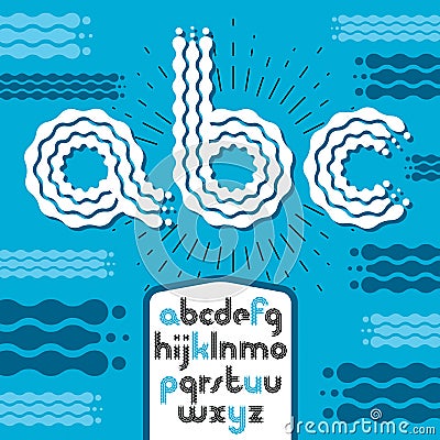 Vector lower case modern disco alphabet letters, abc set. Rounded bold retro 70s type font, script from a to z can be used in Vector Illustration