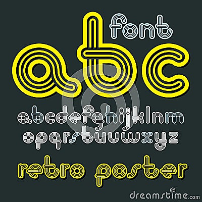 Vector lowercase funky disco alphabet letters set. Trendy font, Vector Illustration