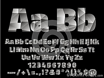 Vector Lowpoly Font alphabet with numbers and Vector Illustration