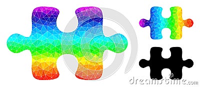 Vector Lowpoly Puzzle Item Icon with Spectral Colored Gradient Vector Illustration