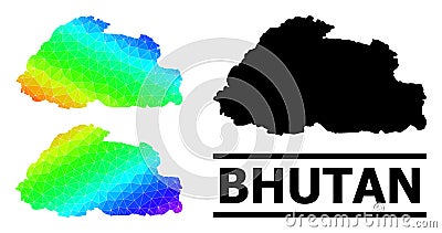 Lowpoly Rainbow Map of Bhutan with Diagonal Gradient Vector Illustration