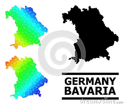 Polygonal Spectrum Map of Bavaria State with Diagonal Gradient Vector Illustration