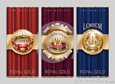 Vector luxury decorative banners with gold crowns Vector Illustration