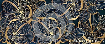 Vector luxury floral background with golden crocuses for decor, covers, backgrounds, presentations Vector Illustration
