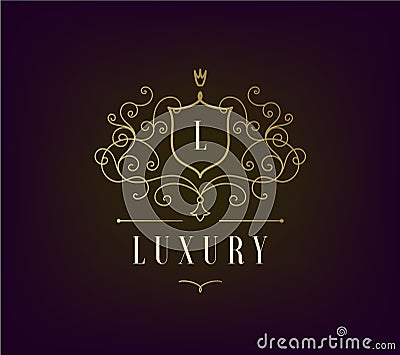 Vector Luxury Logo template flourishes with calligraphic elegant ornament lines. Vector Illustration