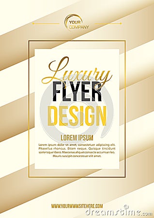 Vector luxury modern flyer template with rectangle in gold and white color Stock Photo