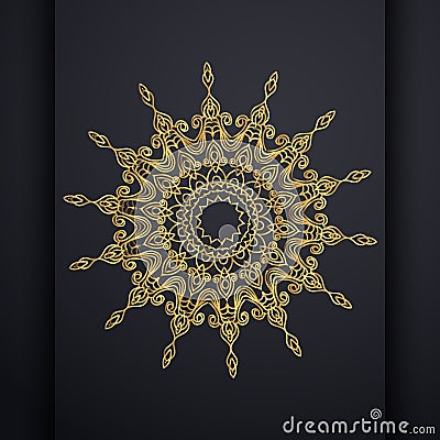 Vector luxury ornamental mandala design background in gold color. Oriental vector, Anti-stress therapy patterns. Weave design Vector Illustration