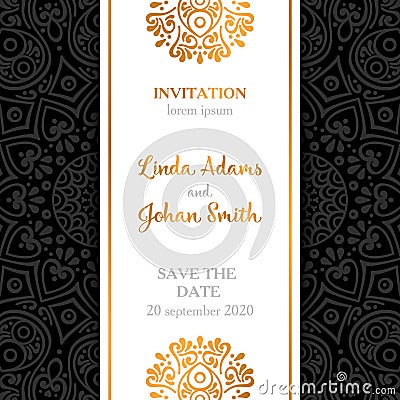 Vector luxury wedding invitation with mandala Vector Illustration