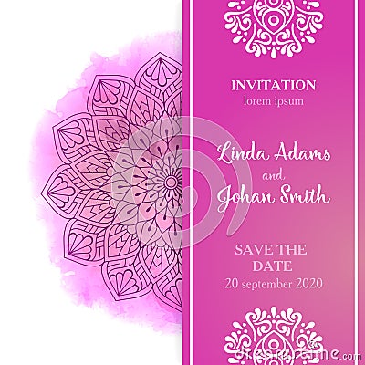 Vector luxury wedding invitation with mandala Vector Illustration