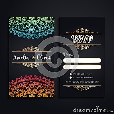 Vector luxury wedding invitation with mandala Vector Illustration