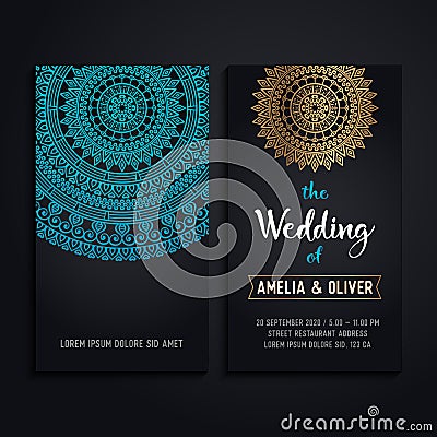 Vector luxury wedding invitation with mandala Vector Illustration