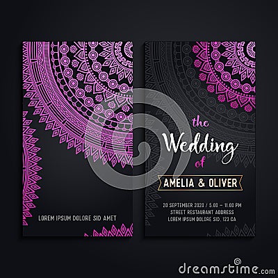 Vector luxury wedding invitation with mandala Vector Illustration