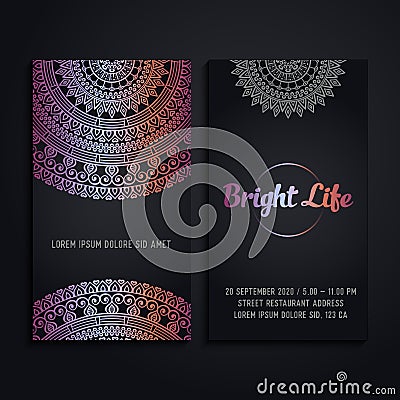 Vector luxury wedding invitation with mandala Vector Illustration