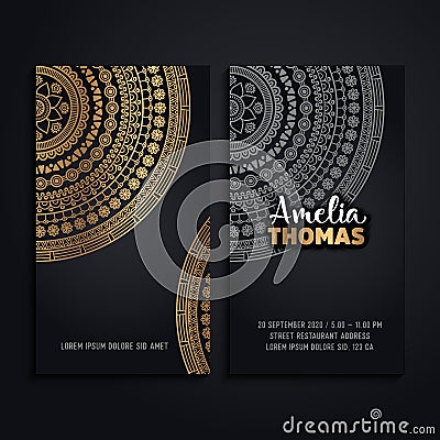 Vector luxury wedding invitation with mandala Vector Illustration