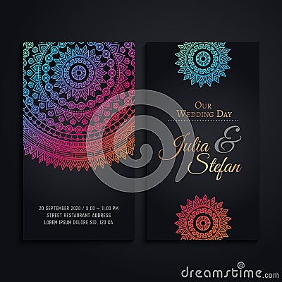 Vector luxury wedding invitation with mandala Vector Illustration