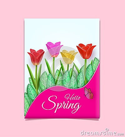 Vector magazine covers and natural scenery. And a variety of colorful bouquet of tulips Vector Illustration