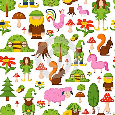 Vector magic forest cartoon background Vector Illustration