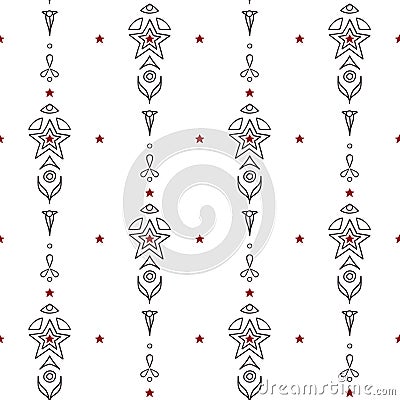 Vector Magical Forest Totem on White seamless pattern background Stock Photo