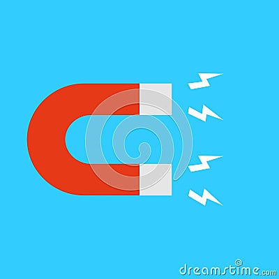 Vector magnet in flat style. Attraction. Magnetic force Vector Illustration