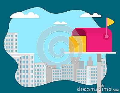 Vector mailbox icon flat Vector Illustration