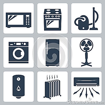 Vector major appliances icons set Vector Illustration