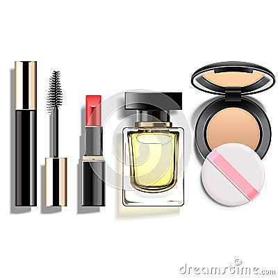 Vector Makeup Cosmetics Set Vector Illustration