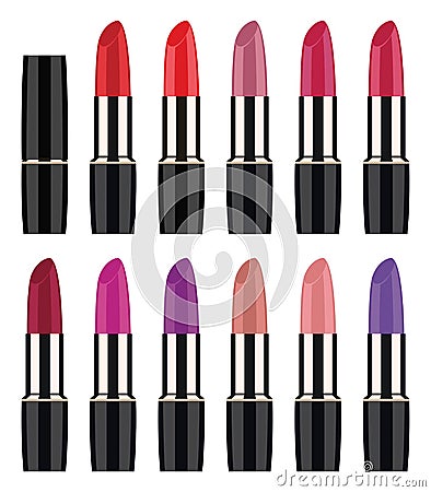 Vector lipsticks of various colors Vector Illustration
