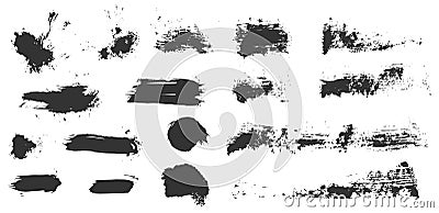 Vector makeup swatch set. Ink paint brush strokes. Grungy hand drawn textures collection. Make up stain smears. Mascara dabs, Cartoon Illustration