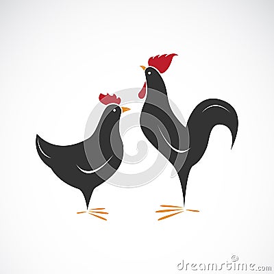 Vector of male and female chickens design on white background. Animal farm. Rooster and Hen. Easy editable layered vector Vector Illustration