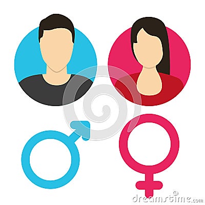 Vector male and female icon set Cartoon Illustration