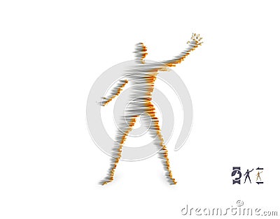 Vector man with hand up to stop. Human showing stop gesture. Silhouette of a standing man. Vector illustration Vector Illustration