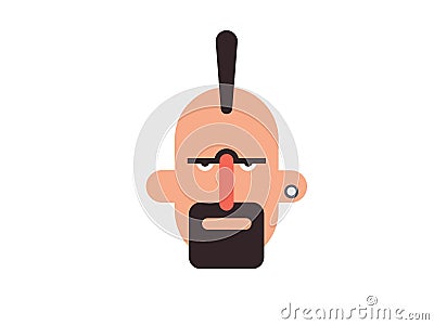 Vector man holding a beard but bald head on a white background Stock Photo