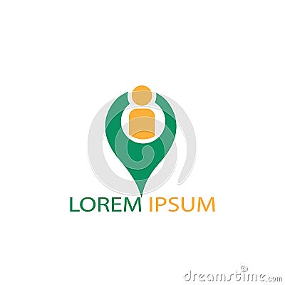 Vector man and map pointer logo combination. Vector Illustration