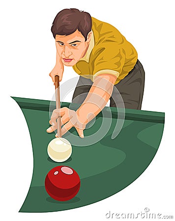 Vector of man playing billiards. Vector Illustration
