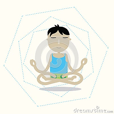 Vector man sitting cross-legged meditating Vector Illustration