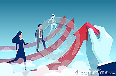 Vector of a manager hand drawing an arrow assisting businesswoman to achive success Stock Photo
