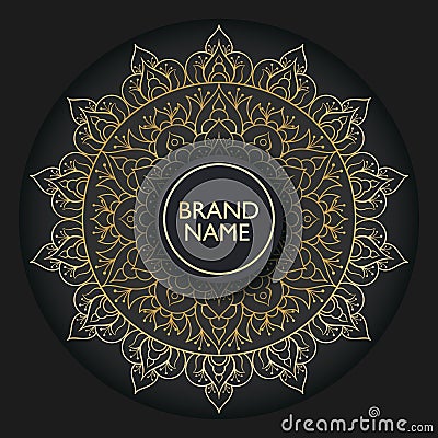 Vector mandala. Gold vintage postcard background Vector Illustration