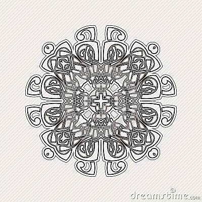 Vector mandala. Gothic lace tattoo. Celtic weave with sharp corners. Vector Illustration