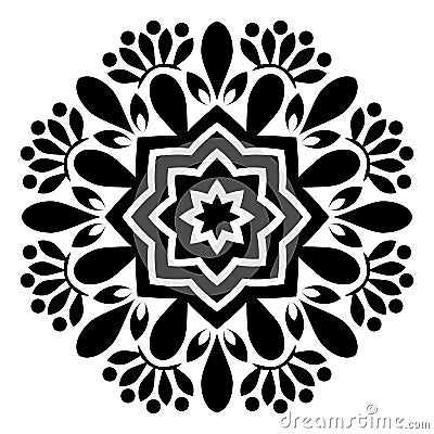 Beautiful Black and white Mandala Illustration. Vector Illustration