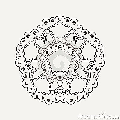 Vector mandala. Mehndi lace tattoo. Oriental weave. Vector Illustration