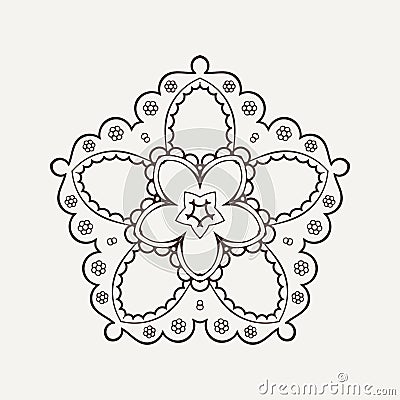 Vector mandala. Mehndi lace tattoo. Oriental weave. Vector Illustration