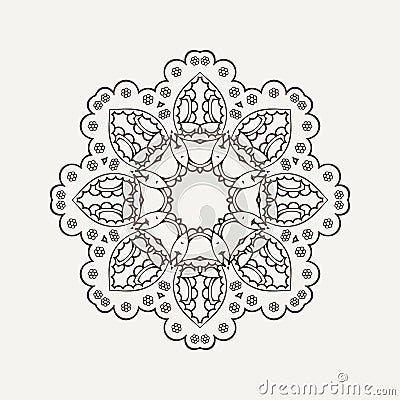 Vector mandala. Mehndi lace tattoo. Oriental weave. Vector Illustration