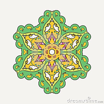 Vector mandala. Mehndi lace tattoo. Oriental weave with sharp corners. Vector Illustration