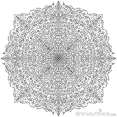 Vector mandala pattern black and white doodle sketch Vector Illustration