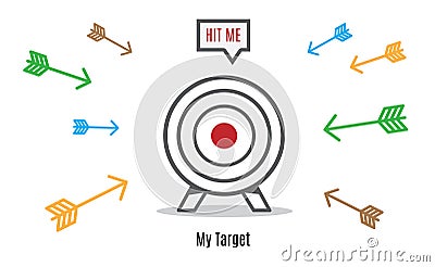 Vector : Many arrow rush to dart board, Business concept, Hit th Vector Illustration