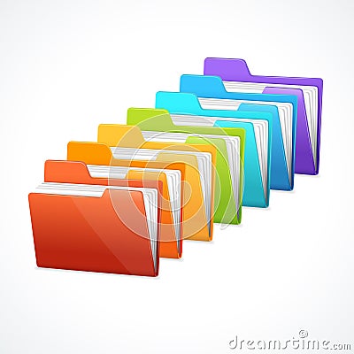 Vector many rainbow folders on the white Vector Illustration
