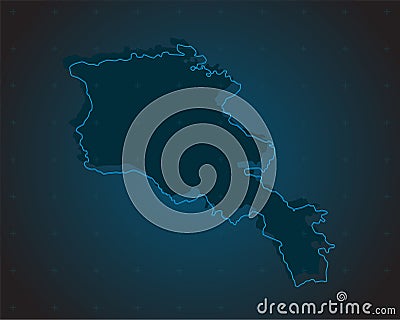 Vector map Armenia on the radar screen Vector Illustration