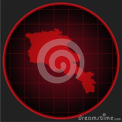 Vector map Armenia on the radar screen Vector Illustration